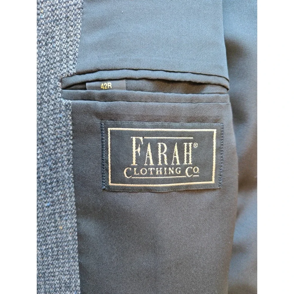 Farah Vintage Mens Tweed Sport Coat 42R Charcoal Gray Single Breasted Blazer
